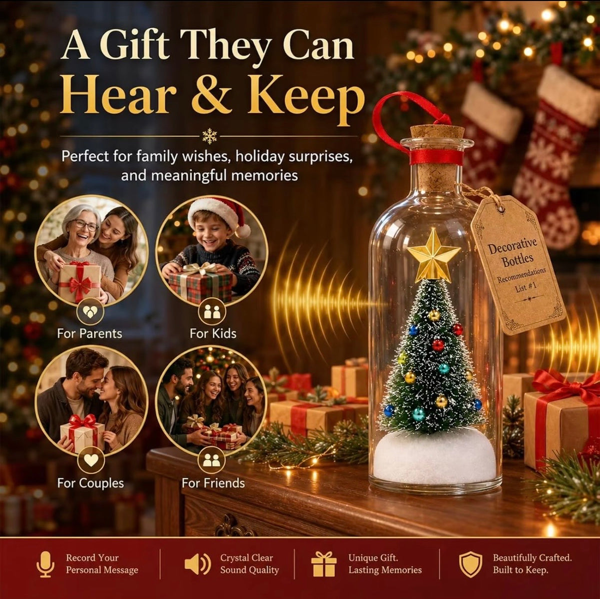 Recordable Message in a Bottle Christmas